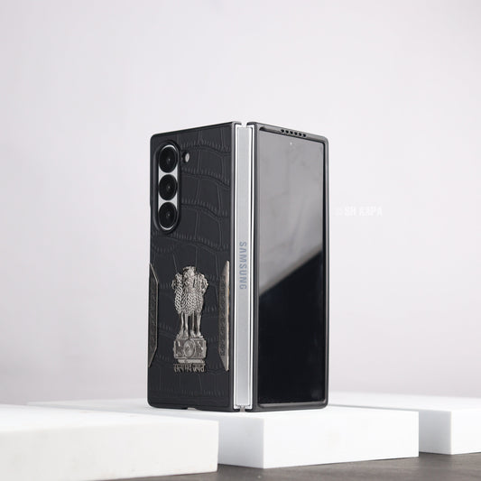 Galaxy Z Fold4 Satyamev Jayate Textured Leather Case