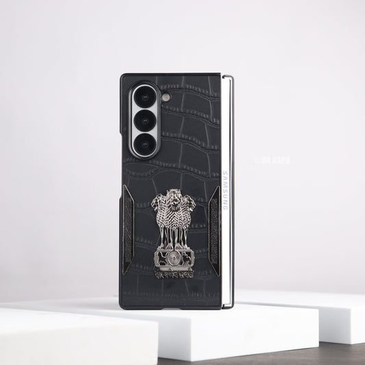 Galaxy Z Fold4 Satyamev Jayate Textured Leather Case